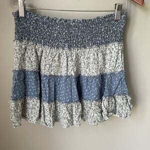 American Eagle‎ Women’s Floral Tiered Mini Skirt Sz Small Floral Blue Lined